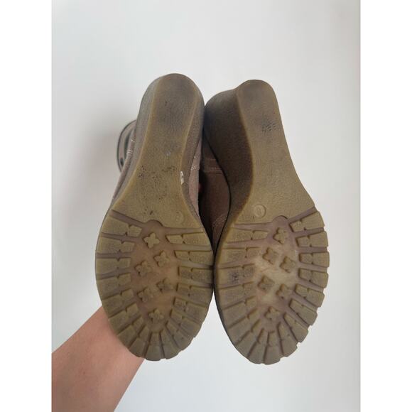 Sketchers Vintage Suede Lace-Up Shearling Wedge Boots - Brown Cream, US 8 - Picture 5 of 11